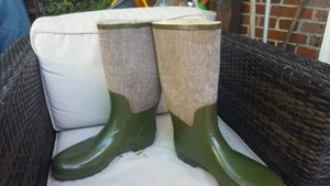 Modische Gummistiefel echt Gummi mit Stoff rubber olivgrün/beige braun - Bild 1 von 8