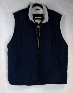 Weatherproof Vintage Mens Navy Size XL Puffer Vest Sherpa Insulated - Picture 1 of 7