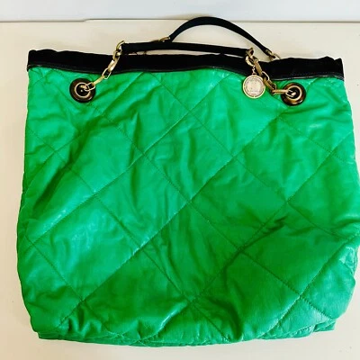 BOLSO DE MANO LANVIN AMALIA ACOLCHADO DE CUERO DE CORDERO VERDE VINTAGE HECHO EN ITALIA Foto 1 de 4