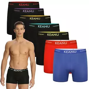 Mens Boys 7 Pack Keanu Days Of The Week 95% Soft Cotton Rich Black Boxer Shorts - Picture 1 of 11