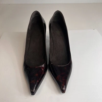 Stuart Weitzman Heel Women 7 Tortoise Patent Leather Spain Retro Party Core Go - Image 1 of 4