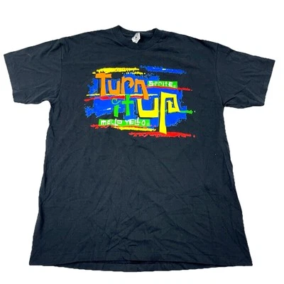 Camisa Amarilla Suave De Colección Hombres XL Camiseta Negra Puntada Única Años 90 Sprite Soda Pop Foto 1 de 4