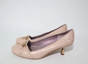Diana Ferrari Vintage Size 8.5 Womens Leather Salmon Color Round Toe Kitten Heel - Picture 1 of 6
