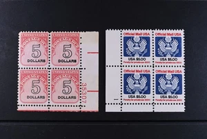 USA Scott # J101, O133 Plate Blocks of 4 VF OG NH $5 BOB US Stamps Cat $80 - Picture 1 of 2