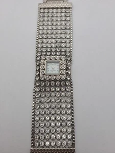 Jennifer Lopez Watch Women Silver Tone Bling Crystals Bracelet New Battery Works - Picture 1 of 13