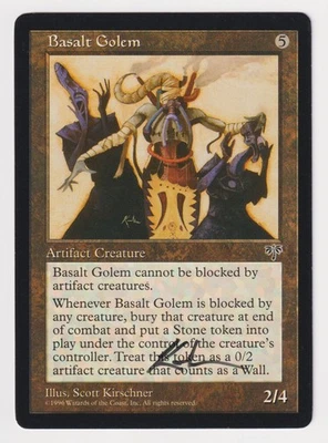 Signed Basalt Golem MP Mirage Artist Scott Kirschner 1996 WOTC MTG Magic Vintage - Image 1 of 2