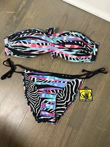 Body Glove Bikini Medium Funky Print Bandeau Tie Sides NWT - Picture 1 of 14