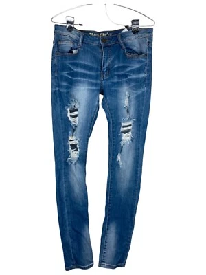 Machine Pour Neuf Jeans Womens Sz 11 Blue Denim Distressed Skinny Leg - Image 1 of 4