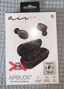 Air Slim AirBuds True Wireless Earbuds (Black) BRAND NEW, FREE SHIPPING - Picture 1 of 4