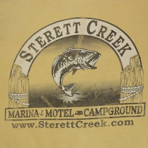 Mens Comfort Colors T Shirt Size S Fish Lake Marina Camp Motel Outdoor Top Small - Picture 1 of 12