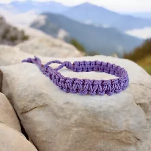 Surfer Hemp Bracelet Purple Flat Natural - Picture 1 of 2