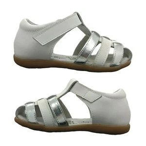 Girls Shoes Grosby Arabell Leather Sandals Back-in Covered Toe - Picture 1 of 5