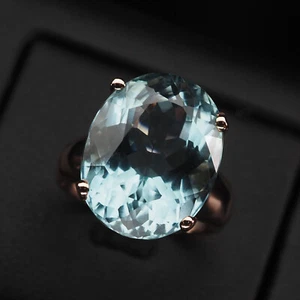 Classically Icy Blue Aquamarine Rare 13.40Ct 925 Sterling Silver Handmade Rings - Picture 1 of 9