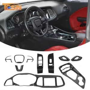 13pcs Carbon Fiber Interior Console Dash Cover Trim Kit for Dodge Challenger 15+ - Picture 1 of 17