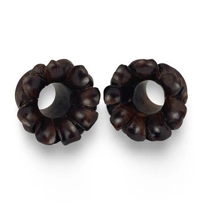 Túneles de flores de loto tallados a mano tallados a mano conjunto par ELIGE EL TAMAÑO orgánico Foto 1 de 4