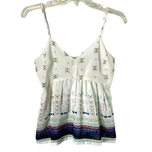 Hollister Babydoll Top Women Y2K Spaghetti Strap V Neck Smock Back Blouse Size S - Picture 1 of 5