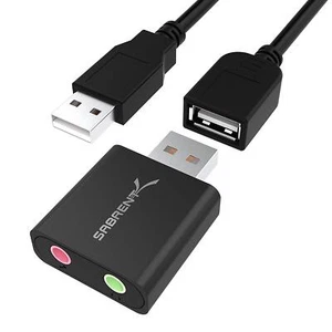 Sabrent USB 2.0 Aluminum External Stereo Sound Adapter for PC & MAC (AU-EMCB) - Picture 1 of 9