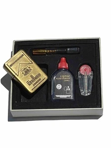 Marlboro Windproof Oil Lighter Antique Gold Finish Fuel,flints And Filter Gift - Picture 1 of 8
