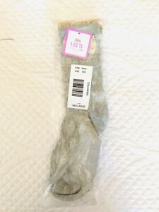 NWT JUSTICE Crew Gray Textured Socks with Beige Lace  Sz M-L Fits Shoe 4-9
