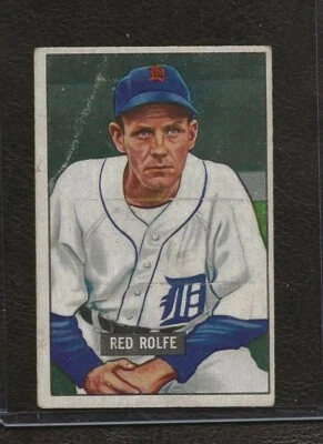 1951 Bowman #319 Red Rolfe, Detroit Tigers, High Number, VG! - Image 1 of 2