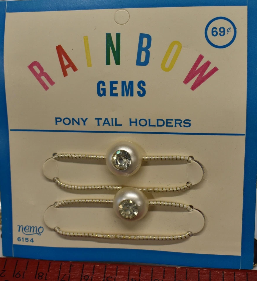 DE COLECCIÓN PASADOR ELÁSTICO COLA DE CABALLO VIDRIO ESTRÁS NUEVO STOCK ANTIGUO TARJETA ORIGINAL Foto 1 de 1