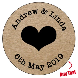 105x Thank you Personalised Wedding Event Kraft Effect Favour Party Stickers 724 - Picture 1 of 3
