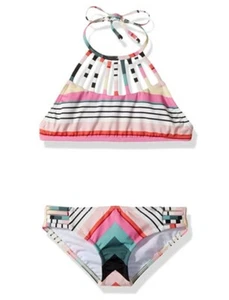 Billabong Kids Girls Big Sun Faded High Neck Swim Set Striped Multi Size 5 4092 - Picture 1 of 2