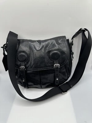 VTG RALPH LAUREN ASHER BLACK PYTHON PRINTS SHOULDER MESSENGER CROSSBODY HANDBAG - Image 1 of 4