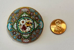 Superb Large Size Vintage Italy Very Fine Micro Mosaic Brooch or Pin c. 1930-40’ - Picture 1 of 4