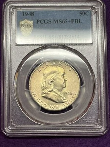1948 P Franklin Half Dollar PCGS MS-65+ FBL Nice Color Plus Grade! Video - Picture 1 of 8