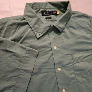 Ralph Lauren Hemd Herren XL Schlaufenkragen Clady Camp Shirt grün Knopfleiste klassisch - Bild 1 von 7