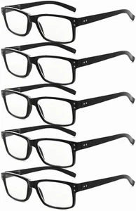 5 Pack Reading Glasses Modern Spring Hinge, Men and Women Black R350 - Picture 1 of 2
