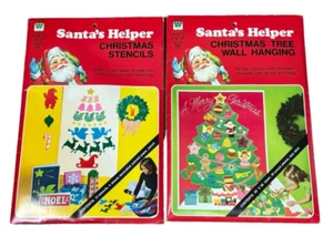 Vintage Weihnachtsmann Helfer Weihnachtsschablonen & Weihnachtsbaum Wandbehang 1976 - Bild 1 von 6