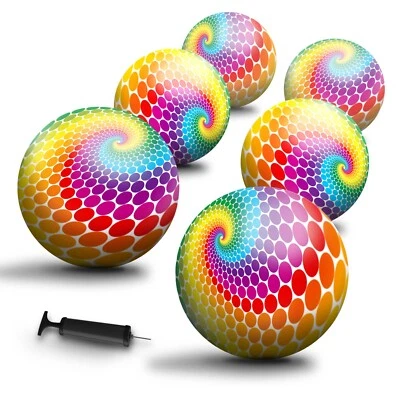 NEW BOUNCE New-Bounce Bouncy Balls for Kids - Polka Dot Swirl Playground Balls - Set of 6
