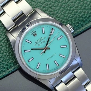 Rolex Air-King 14000 Steel Baby Blue Dial Smooth Oyster Watch  w/ Original Box - Picture 1 of 15