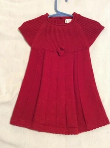 Cat & Jack Girls 12M Christmas Party Red Knit Dress - Picture 1 of 7
