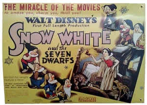 Letrero de metal vintage de Blancanieves y los siete enanitos de Walt Disney 17,25" x 12,5" - Imagen 1 de 7