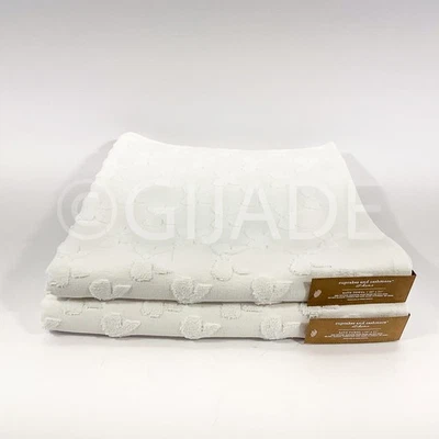 Cupcakes and Cashmere 2Pc Bath Towels 30" X 54" 100% Cotton Oeko Tex White New - Image 1 of 4