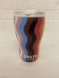 Costa Coffee Pride Waffel Regenbogen Streifen Aluminium Reisebecher/Tasse 460ml/16oz - Bild 1 von 11