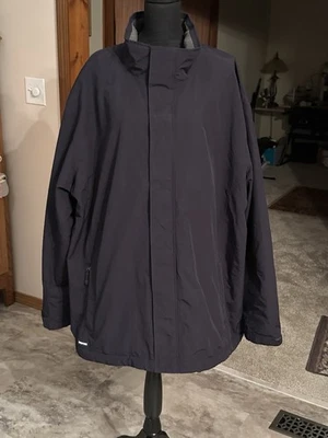 Lands End Jacket Men's 4XL Blue Navy Waterproof Nylon Fleece Lined Full Zip Coat - Image 1 of 4