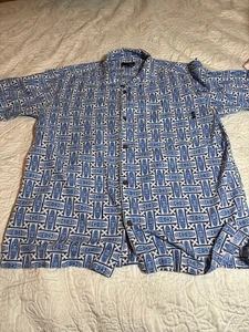 Gotcha Vintage Men's Button Up Blue Hawaiian Shirt Tiki Figures Size Medium - Picture 1 of 12