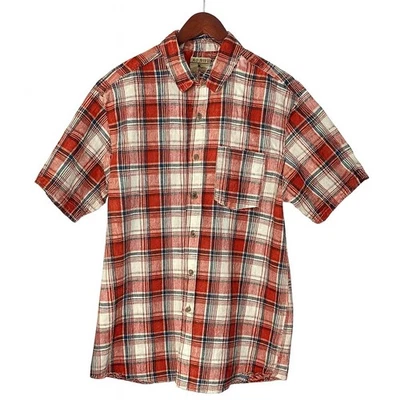 RedHead Shirt Men Large Red Madras Plaid Short Sleeve Seersucker Button Down - Image 1 of 4
