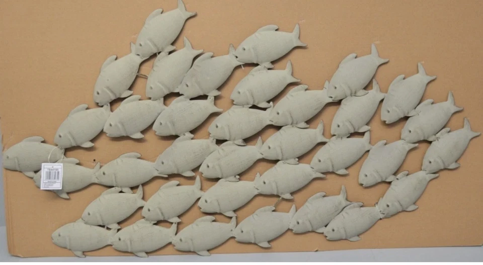 BOLTZE Wandobjekt Wanddeko Fischschwarm Grau Eisen 97x2x53 cm Neu - Bild 1 von 1