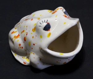 Frog Scrubby Sponge Holder White Glazed Ceramic Speckled Handmade Vintage 1978 - Picture 1 of 6