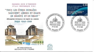 FRANCE 1988 FDC DECLARATION UNIVERSELLE DES DROITS DE L'HOMME YT 2559 - Picture 1 of 1