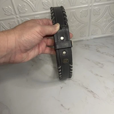 复古 Circle Y 皮带 34 灰色手工工具西部皮革银色鞋带 — 第 1/4 张图片