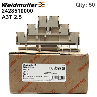 50pcs Weidmuller Plug-in Three-layer Wiring Terminal 2428510000 A3T 2.5 - Image 1 of 4