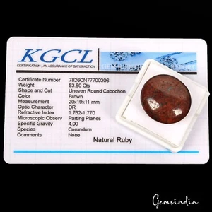 Certified 53.60 Ct Natural Natural Red Star Ruby Uneven Round Cab Loose Rare Gem - Picture 1 of 6