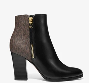 New Michael Michael Kors Alina Flex Bootie Brown & Black Womens Leather Sz 10M - Picture 1 of 4