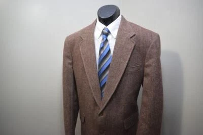 1767 Mens Lands End Brown Tweed Woven Wool Blazer Sports Jacket Sz 43 R - Image 1 of 4